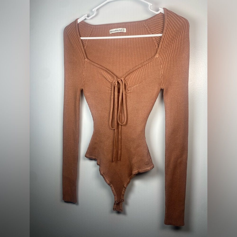 Abercrombie & Fitch Tie-Front Tan Bodysuit